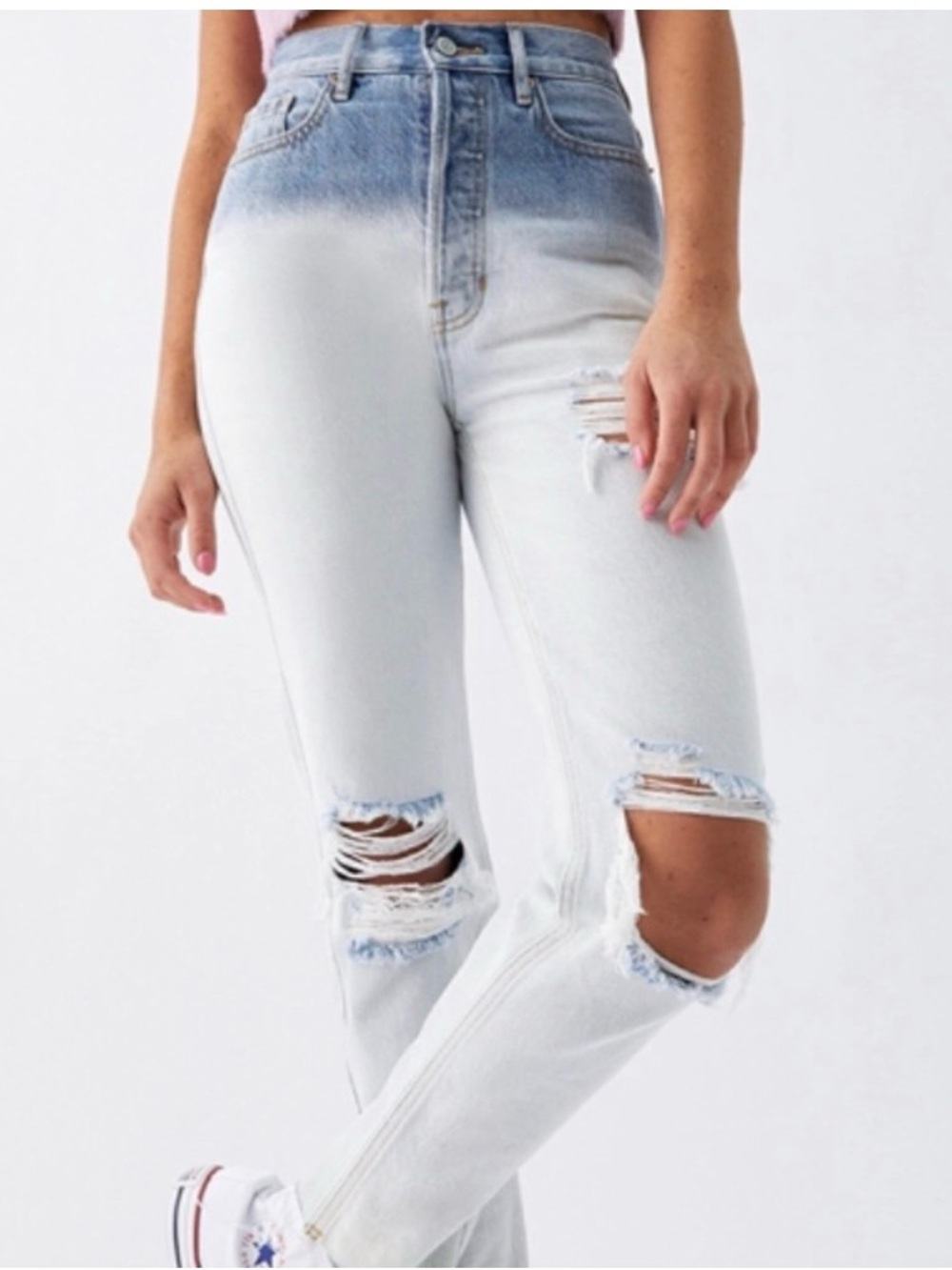 Pacsun High-Waisted Two-Tone Light Blue Ripped Women’s Jeans